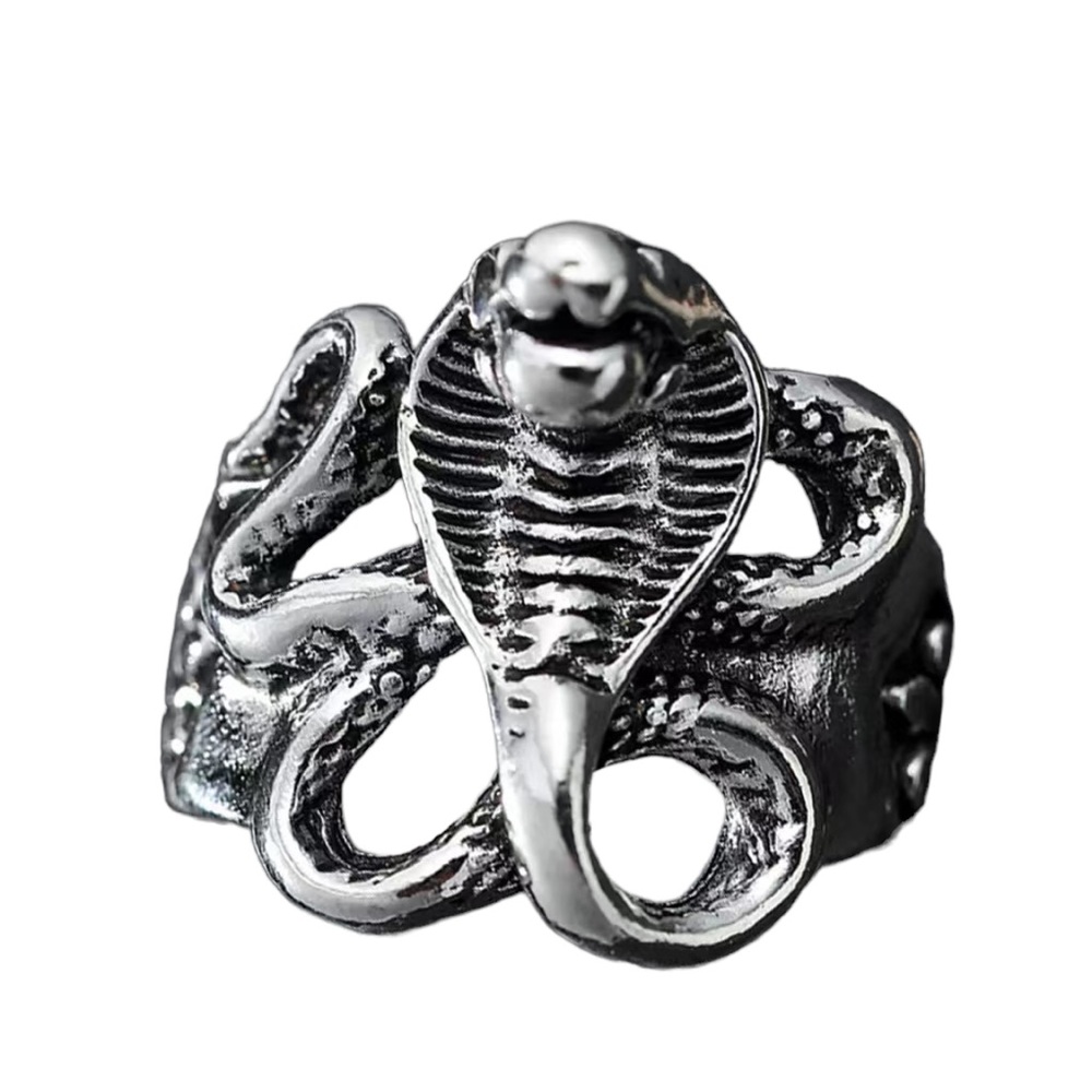 Cobra Silver Unisex Adjustable Ring